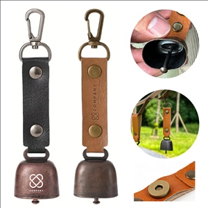 Iron & PU Leather Magnetic Bell Charm with Carabiner